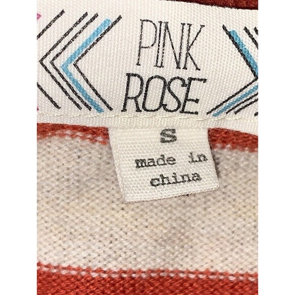Pink Rose, Orange Owl And White Stripe Sweater Dress Sz SMALL - Picture 5 of 9
